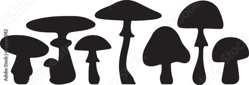 Mushroom vector silhouette image set