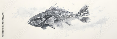 The Seamless Harmony of Nature and Art: A Classic Japanese Gyotaku Fish Print photo