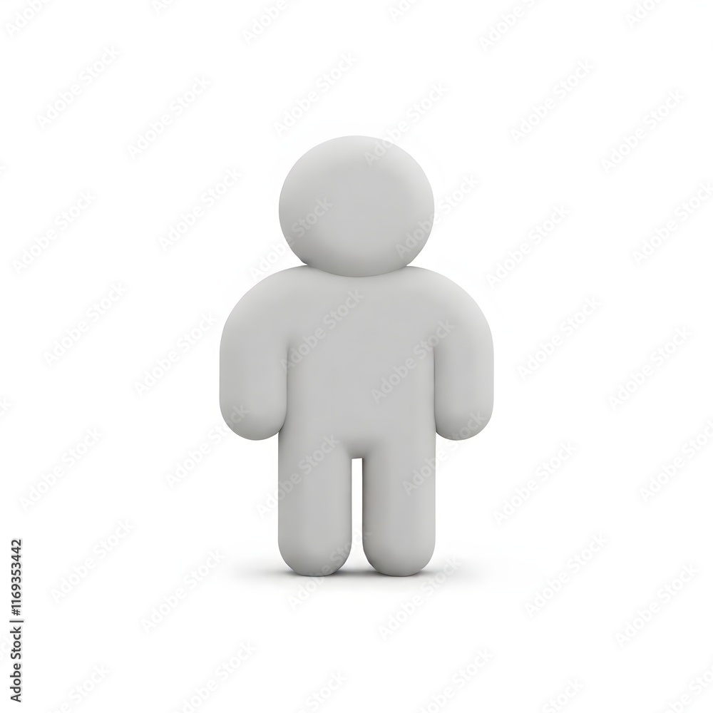 A simple generic 3d representation of a human figure standing upright against a white background A simple generic 3d representation of a human figure standing upright against a white background
