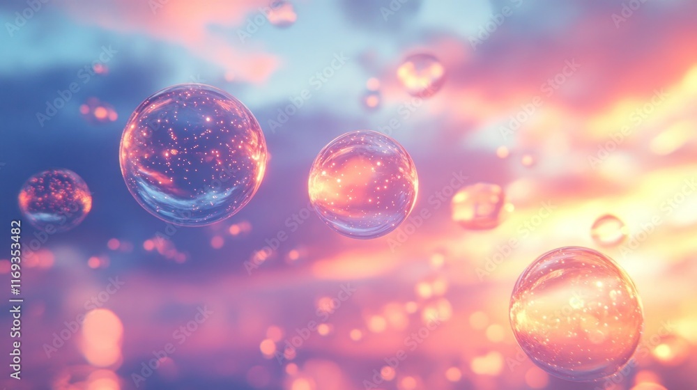 Iridescent glowing bubbles float and dance in a captivating display of prismatic light color and refraction The transparent spheres create a dreamlike otherworldly atmosphere Iridescent glowing bubbles float and dance in a captivating display of prismatic light color and refraction The transparent spheres create a dreamlike otherworldly atmosphere