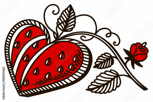 Valentine Heart Hugger: Elegant Vector Line Art in White