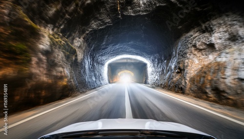 car driving on highway in the mountains