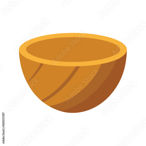 Wooden Bowl Vector Illustration, Cartoon Clipart & Line Art Design for Print 1.eps