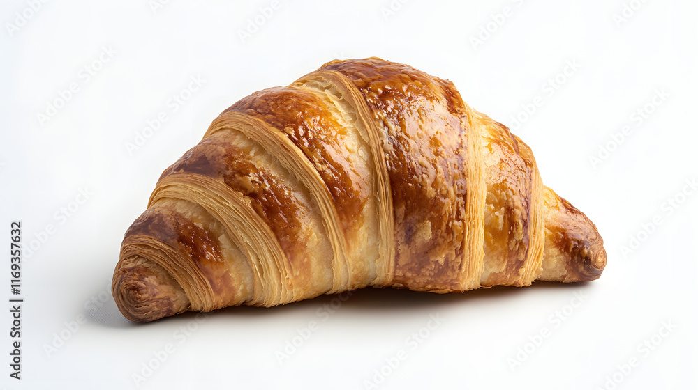 Golden Brown Buttery Croissant Isolated On White Background Golden Brown Buttery Croissant Isolated On White Background