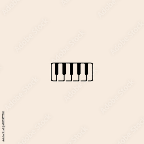 Piano keyboard logo icon flat vector design.