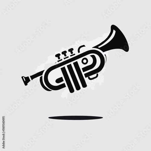 Vector hand drawn illustration of trumpet. Isolated on black