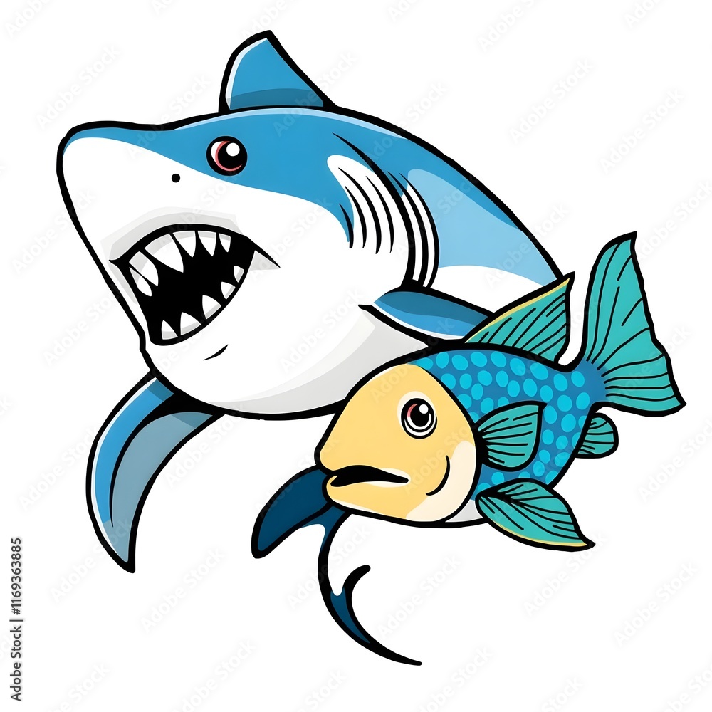 Naklejka premium Shark vector, and fish vactor Generative AI 