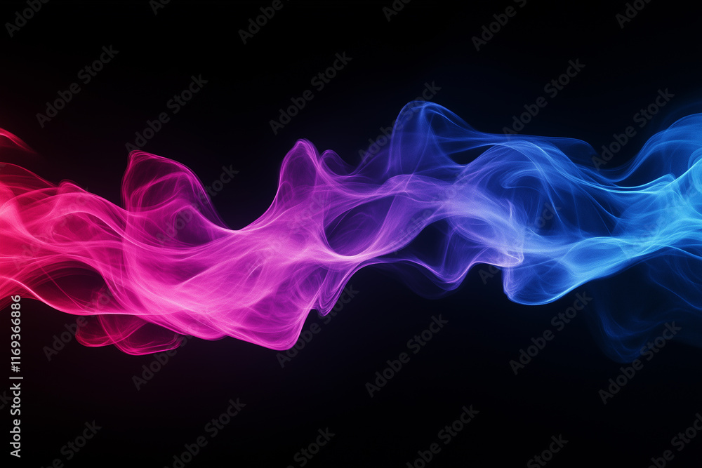 Obraz premium Dynamic Pink and Blue Wave on a Black Background