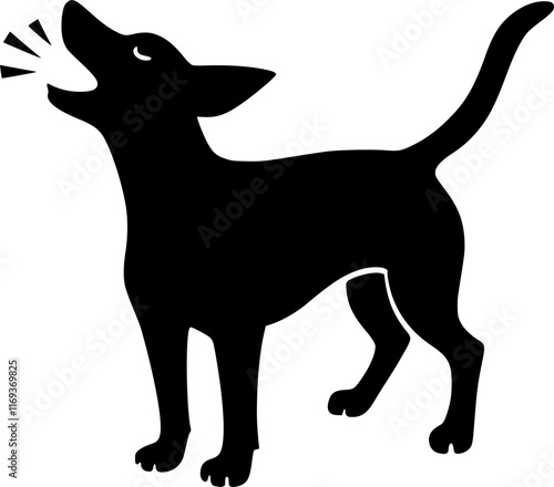 Dog barking black vector icon isolated on a transparent background.