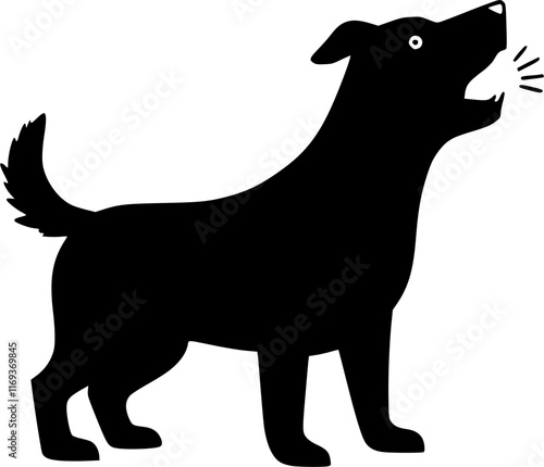 Dog barking black vector icon isolated on a transparent background.