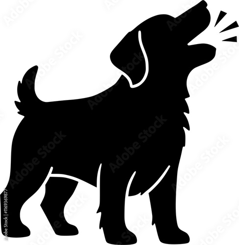 Dog barking black vector icon isolated on a transparent background.