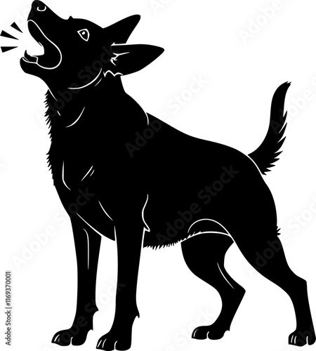 Dog barking black vector icon isolated on a transparent background.