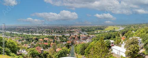 Panorama vom Elbtal in Dresden mit Loschwitzer Brücke photo