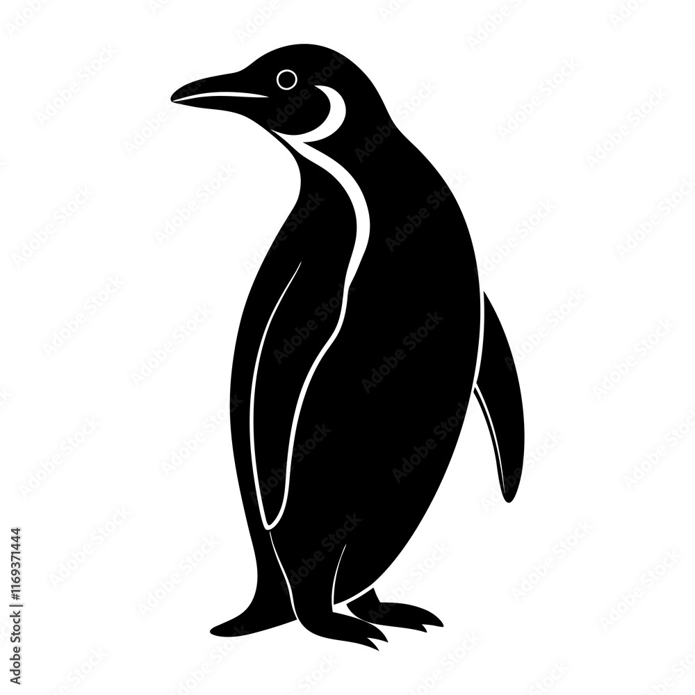 Fototapeta premium Emperor Penguin Silhouette vector illustration