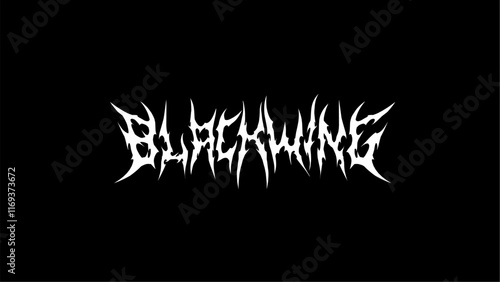 Black wing typography vector in a striking and intense dark metal font style for t-shirt print apparel, sticker, poster, custom logo and more