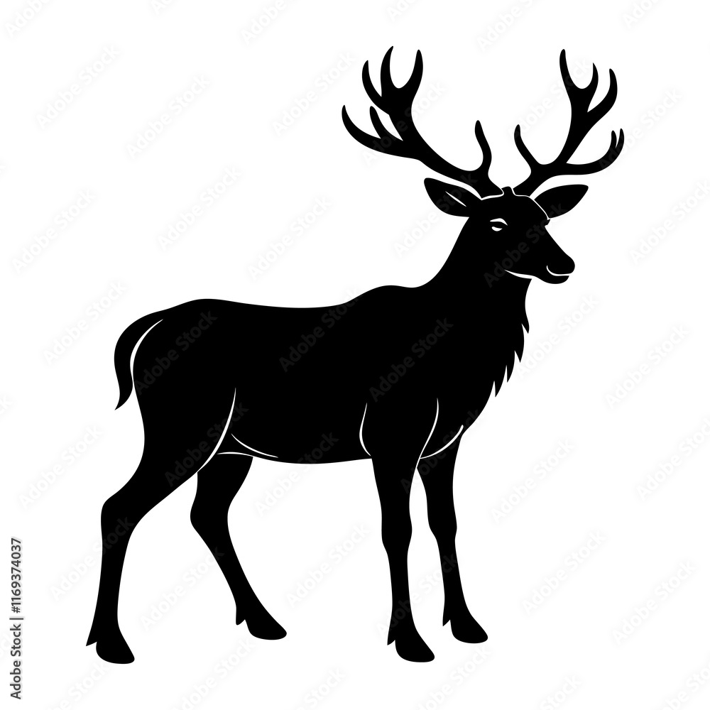Fototapeta premium Elk Silhouette vector illustration