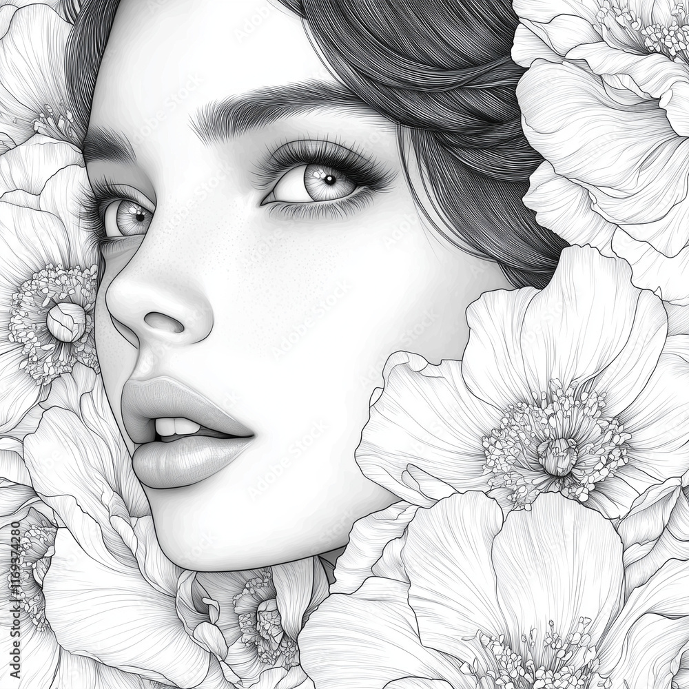 Fototapeta premium Portrait Beautiful Enchantress Mystical Coloring