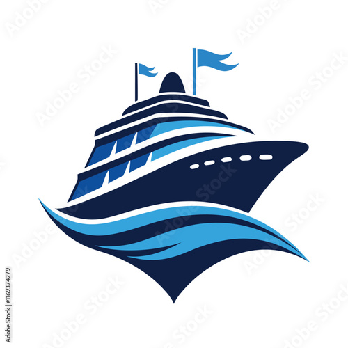 
Cruise Ship with ocean liner vector illustration 