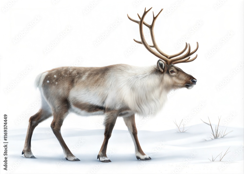 Realistic Reindeer Isolated on White Background Realistic Reindeer Isolated on White Background