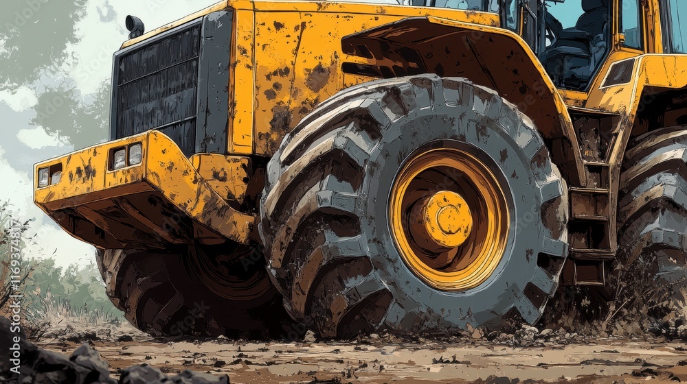 Modern Rugged Machinery with Stylized Tires Modern Rugged Machinery with Stylized Tires