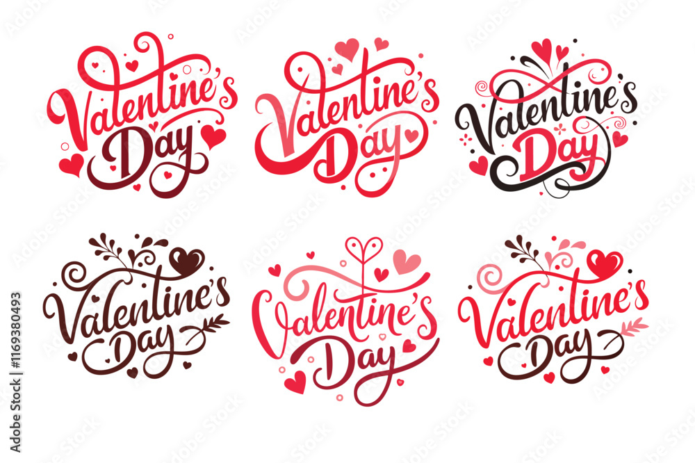 Romantic Valentine's Day Typography and Ornament Elements Romantic Valentine's Day Typography and Ornament Elements