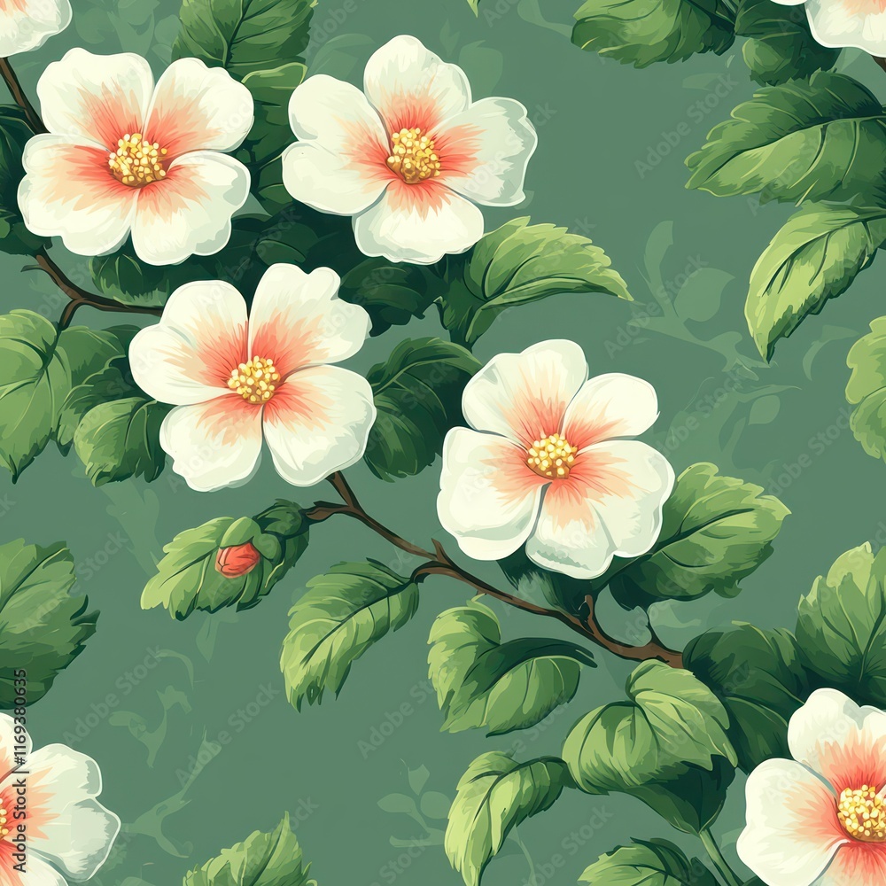 Obraz premium Seamless beautiful colorful decorative flowers pattern