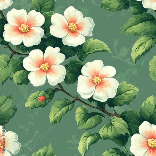 Seamless beautiful colorful decorative flowers pattern