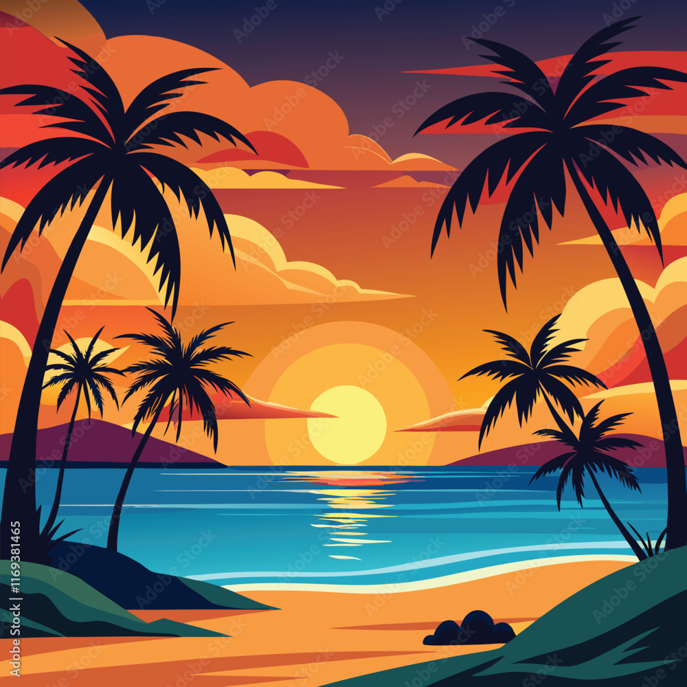 Serene Sunset on a Tropical Beach Serene Sunset on a Tropical Beach