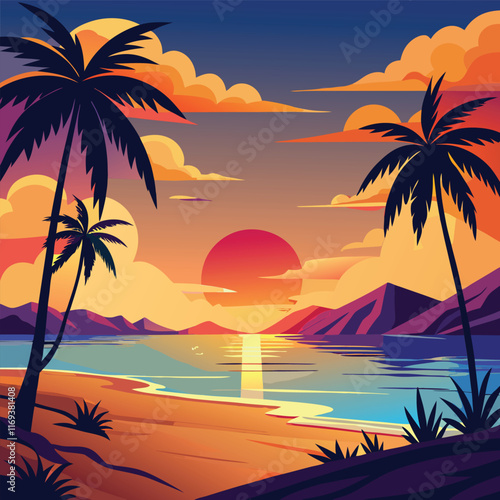 Serene Sunset on a Tropical Beach