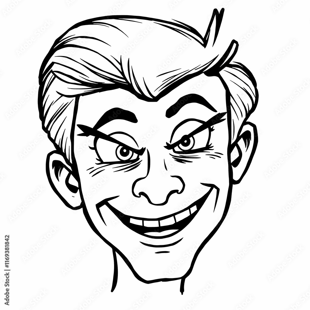 Mischievous Grin: Cartoon Character Portrait Mischievous Grin: Cartoon Character Portrait