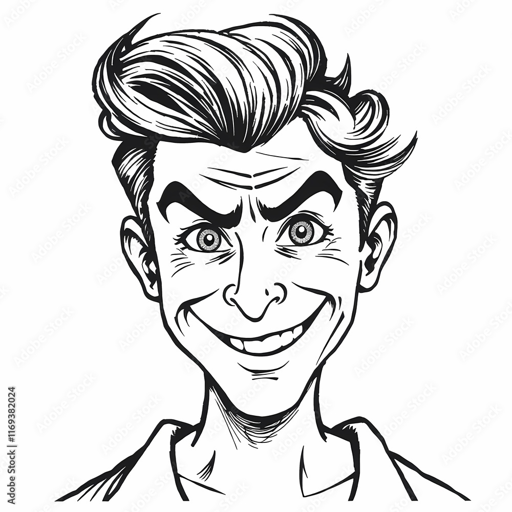 Mischievous Grin: A close-up illustration of a man with a mischievous grin, showcasing a playful and slightly mischievous personality. Mischievous Grin: A close-up illustration of a man with a mischievous grin, showcasing a playful and slightly mischievous personality.