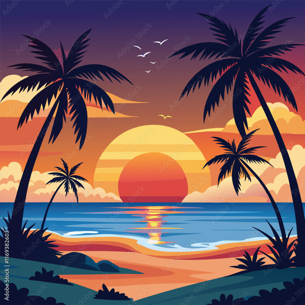 Serene Sunset on a Tropical Beach Serene Sunset on a Tropical Beach