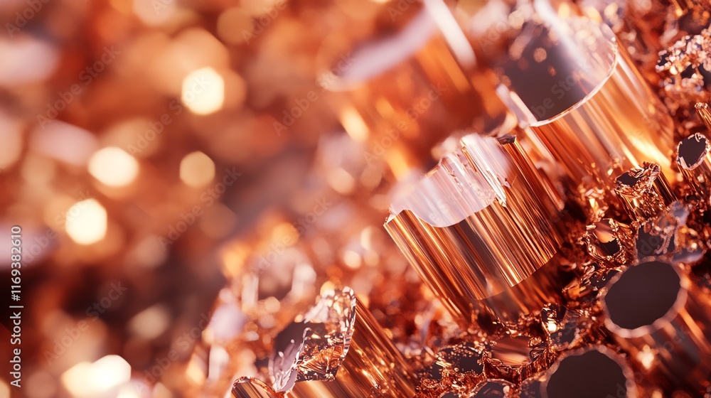 Close-up detail of metallic copper structures and textures. Close-up detail of metallic copper structures and textures.