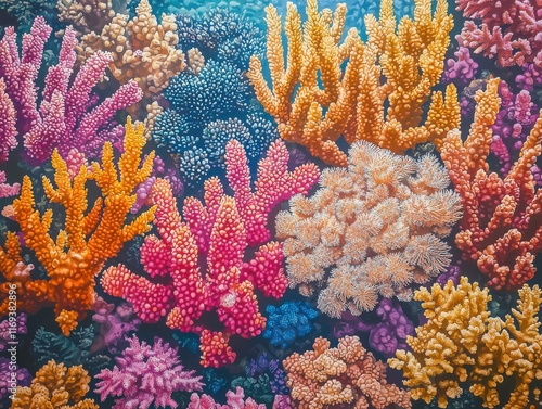 Vibrant coral patterns underwater marine life habitat colorful reef environment close-up viewpoint nature's art photo