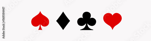 Suit deck of playing cards on white background. Suit deck of playing cards. Poker, card game, Vector illustration.