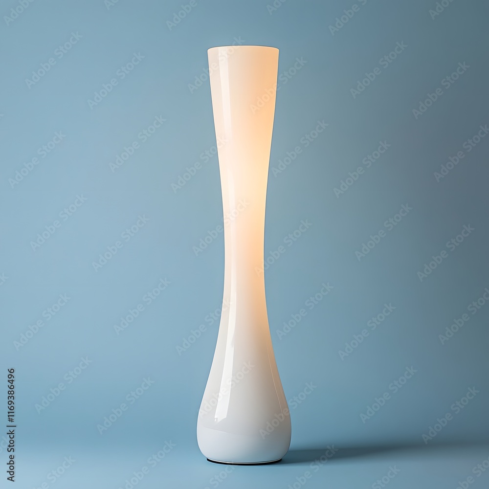 Tall White Standing Lamp on Soft Blue Background Minimal Interior Design Decor Concept Tall White Standing Lamp on Soft Blue Background Minimal Interior Design Decor Concept