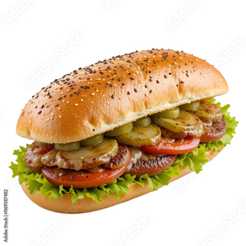 Mouthwatering hamburger with tomato cheese and beef patty