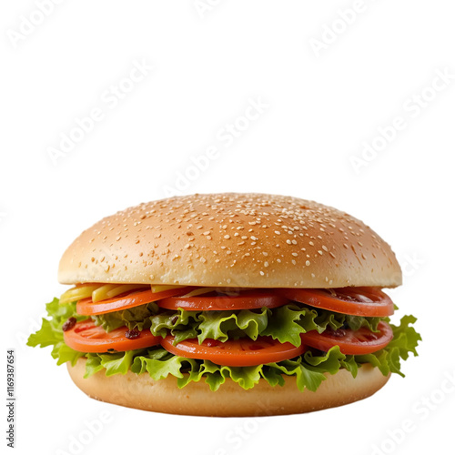 Mouthwatering hamburger with tomato cheese and beef patty
