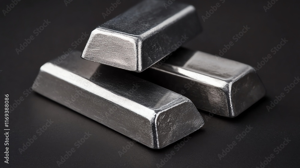 Three shiny metal bars stacked on a dark surface, symbolizing wealth and investment. Three shiny metal bars stacked on a dark surface, symbolizing wealth and investment.