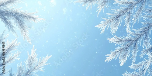 Frosty Pine Branches Agains...