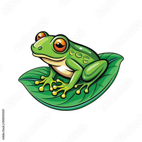 Wallpaper Mural Generate a detailed vector illustration of a green tree frog sitting on a green leaf. Torontodigital.ca