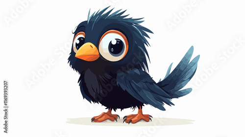 Adorable cartoon crow illustration perfect for kids' products. Matching animals included.