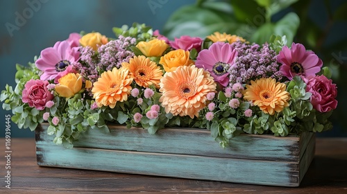 Wallpaper Mural Vibrantly Crafted Flower Box in Mint Mambo Palette Perfect for Spring Decor and Gifting Torontodigital.ca