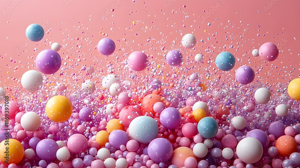 A Colorful Bubblegum Explosion Against a Bright Pink Background with Creative Dot Patterns A Colorful Bubblegum Explosion Against a Bright Pink Background with Creative Dot Patterns