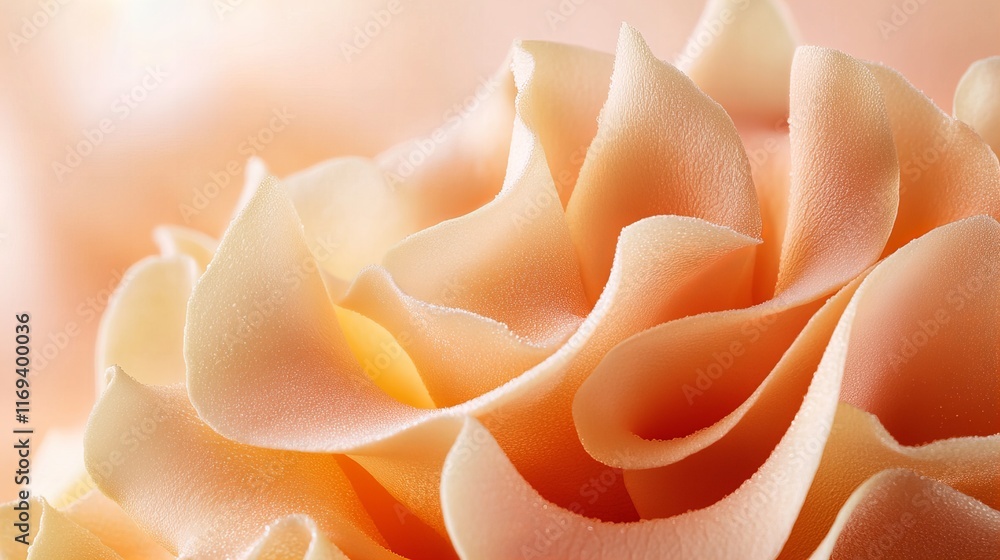 Close-up of a delicate, peach-colored rose. Soft petals create a romantic and elegant mood. The subtle color gradient adds depth and beauty. Close-up of a delicate, peach-colored rose. Soft petals create a romantic and elegant mood. The subtle color gradient adds depth and beauty.