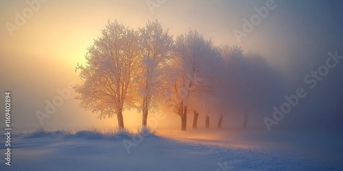 Frosty Trees Sunrise Winter...
