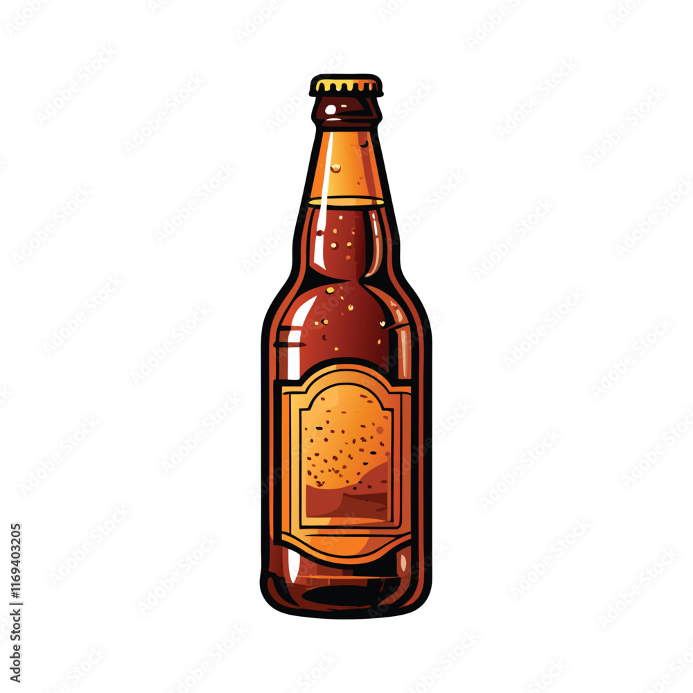 Create a vector illustration of a classic brown glass beer bottle with a label. Create a vector illustration of a classic brown glass beer bottle with a label.