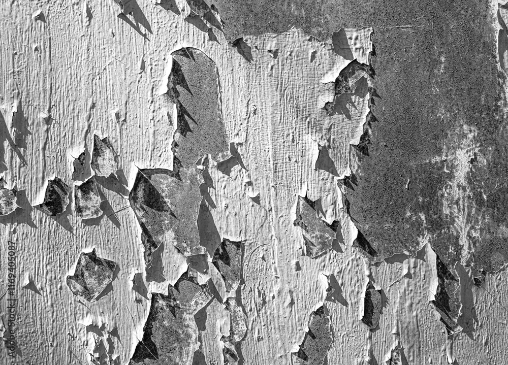 Rusty iron texture with peeling paint background.