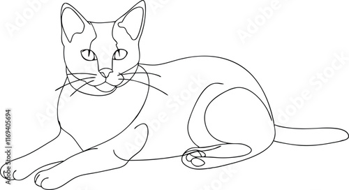 Continuous one line cat pet drawing out line vector illustration design
