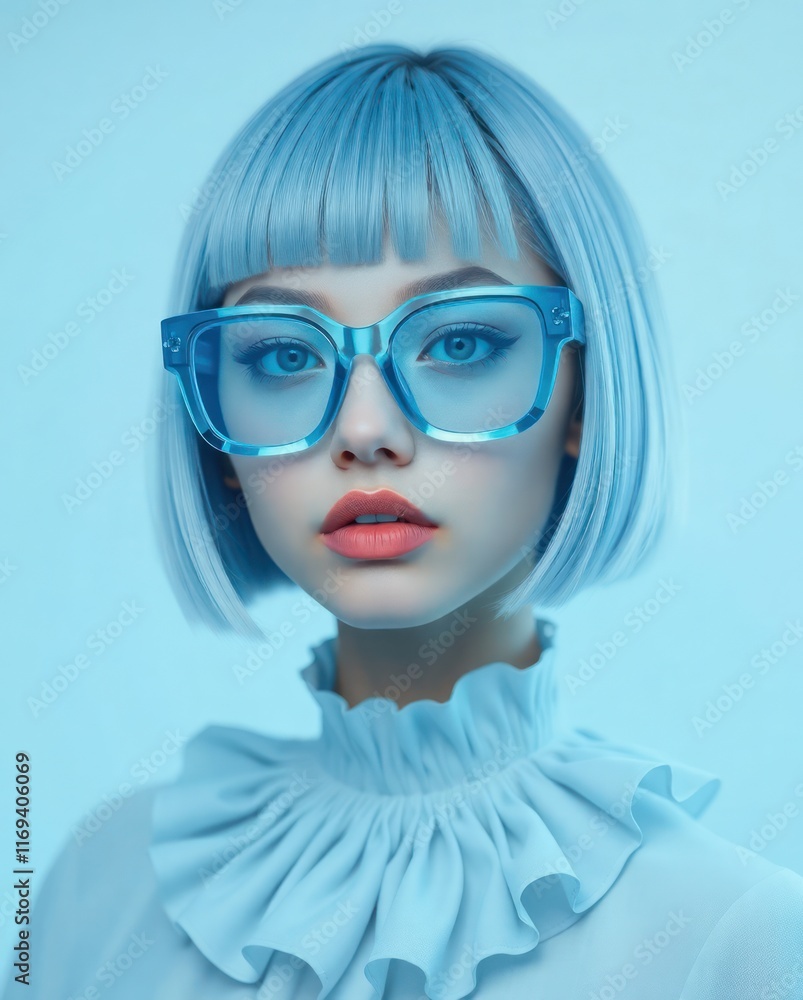Portrait of beautiful woman with expensive eyeglass short hair Portrait of beautiful woman with expensive eyeglass short hair